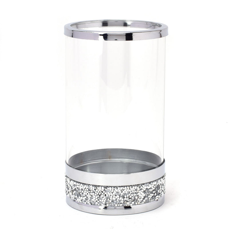 Hestia Candle Holder Glass with Diamante Base 10cm