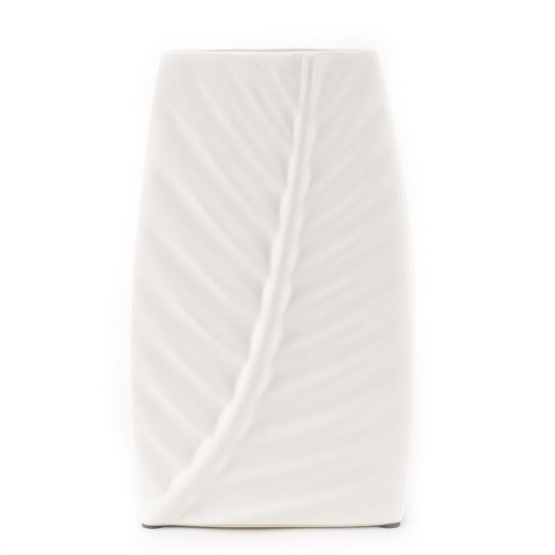 Hestia Matte White Ceramic Leaf Vase 28.5cm