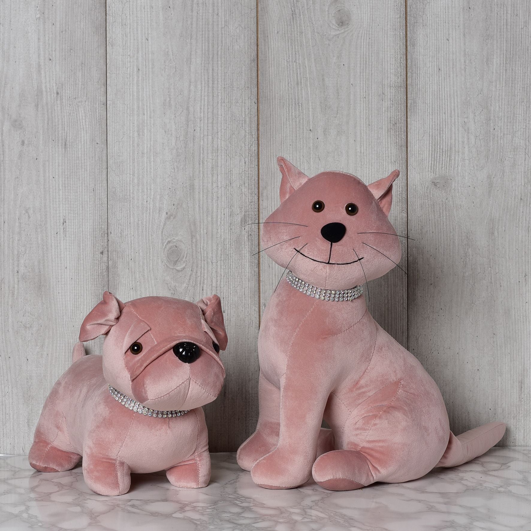Hestia Blush Dog with Diamante Collar Door Stop