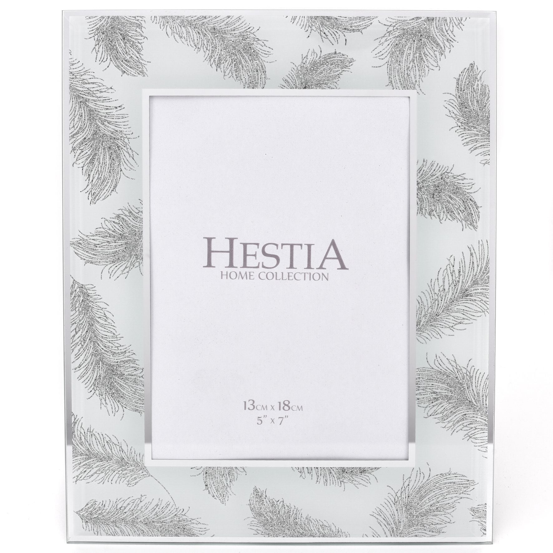 Hestia Photo Frame Grey Feathers Print 5" x 7"