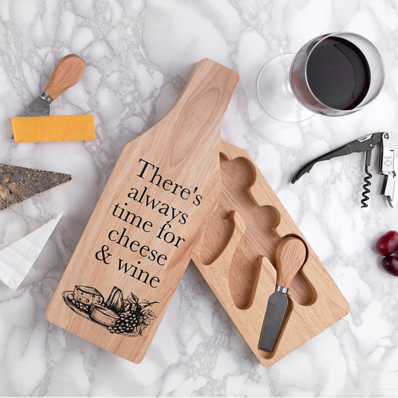 Cheese and Wine Set in Wooden Case - Knives & Corkscrew