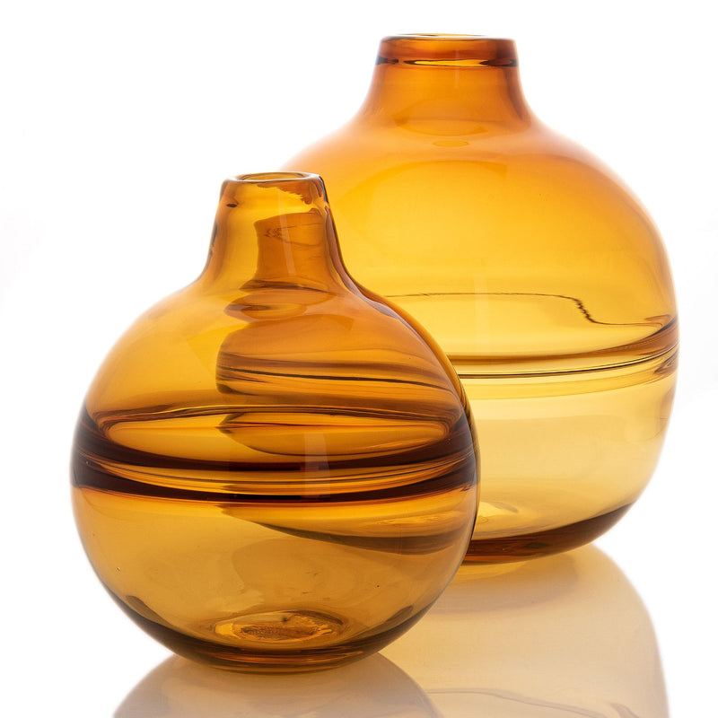 Hestia Round Amber Coloured Glass Vase - Large