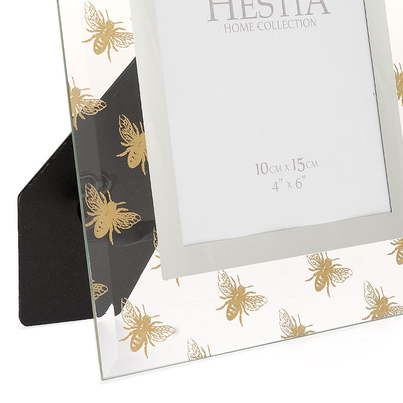 Hestia Glass Photo Frame Gold Bee 4" x 6"