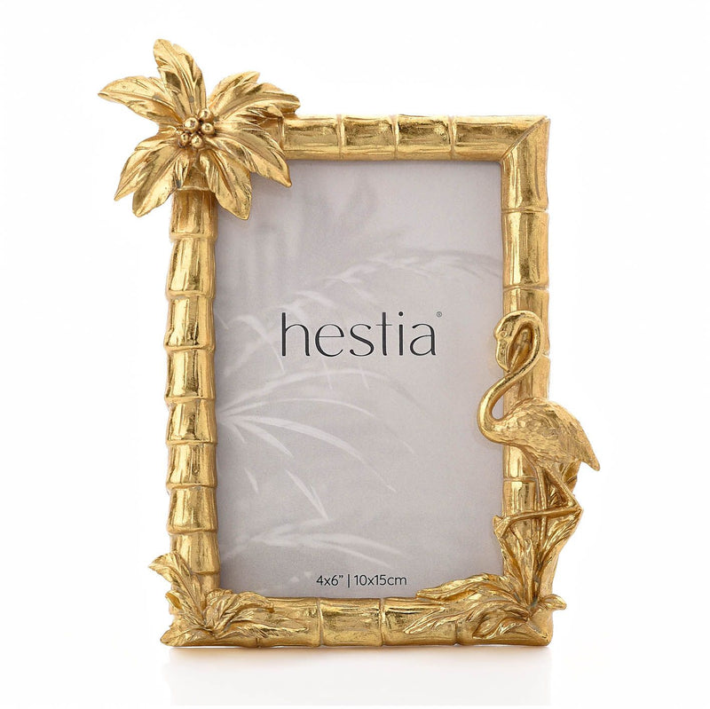 Flamingo & Palm Gold Finish Frame 4" x 6"