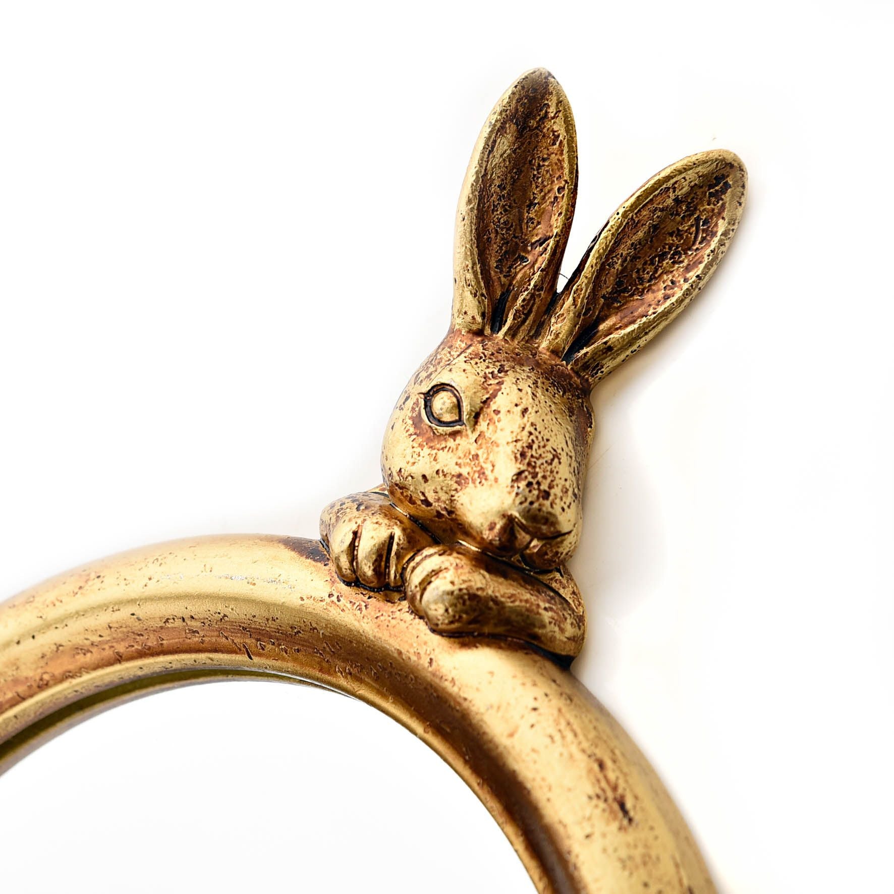 Gold Finish Rabbit Wall Hook Mirror