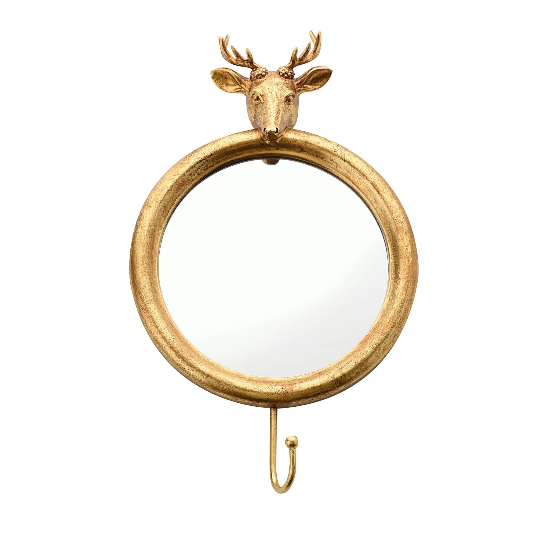 Gold Finish Stag Wall Hook Mirror