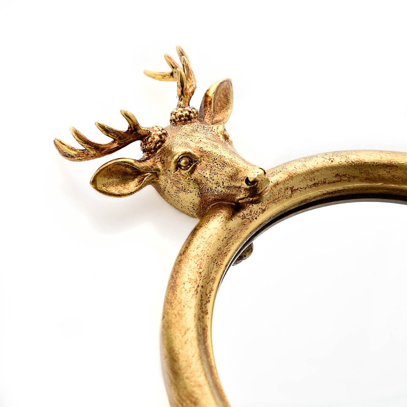 Gold Finish Stag Wall Hook Mirror