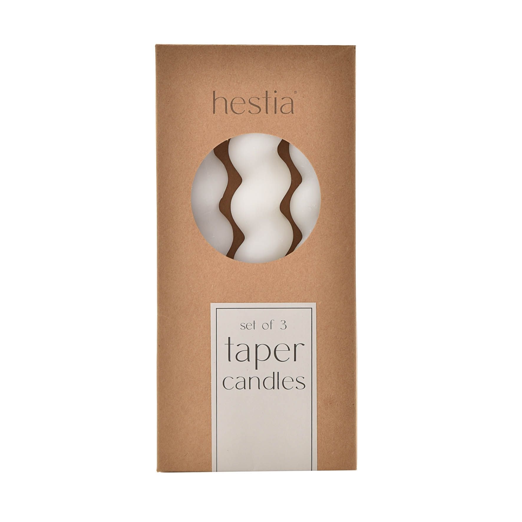 Set of 3 Twisted Taper Candles White 20cm