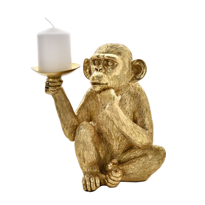 Monkey Pillar Candle Holder 24cm