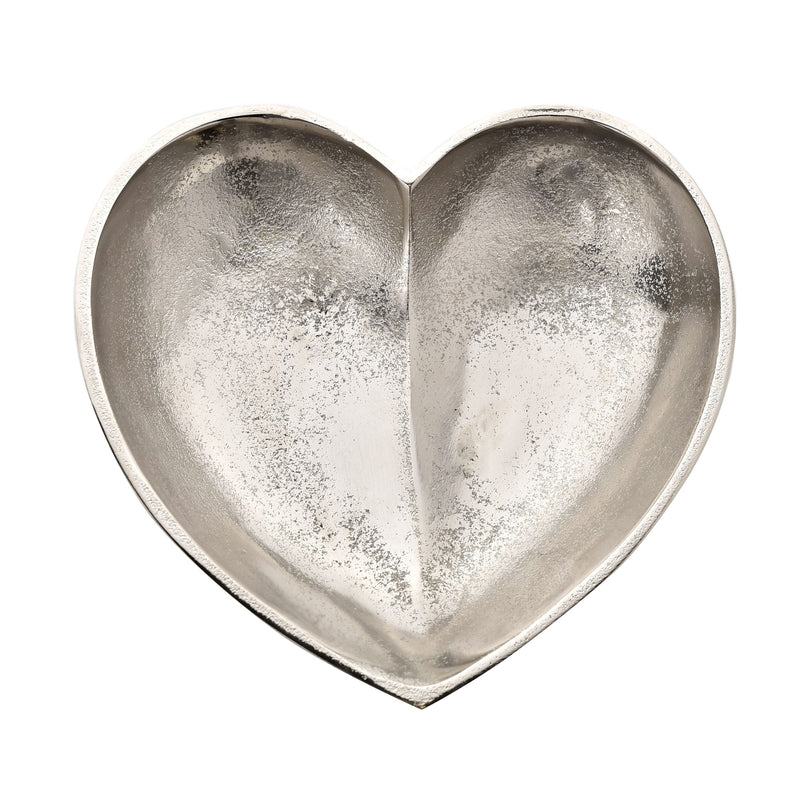 Hestia Silver Metal Heart Shaped Display Bowl 20x20x4cm