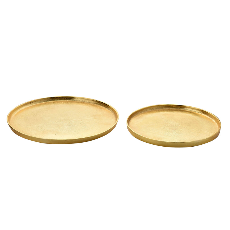 Hestia Gold Metal Set of 2 Round Display Trays 26 & 30cm