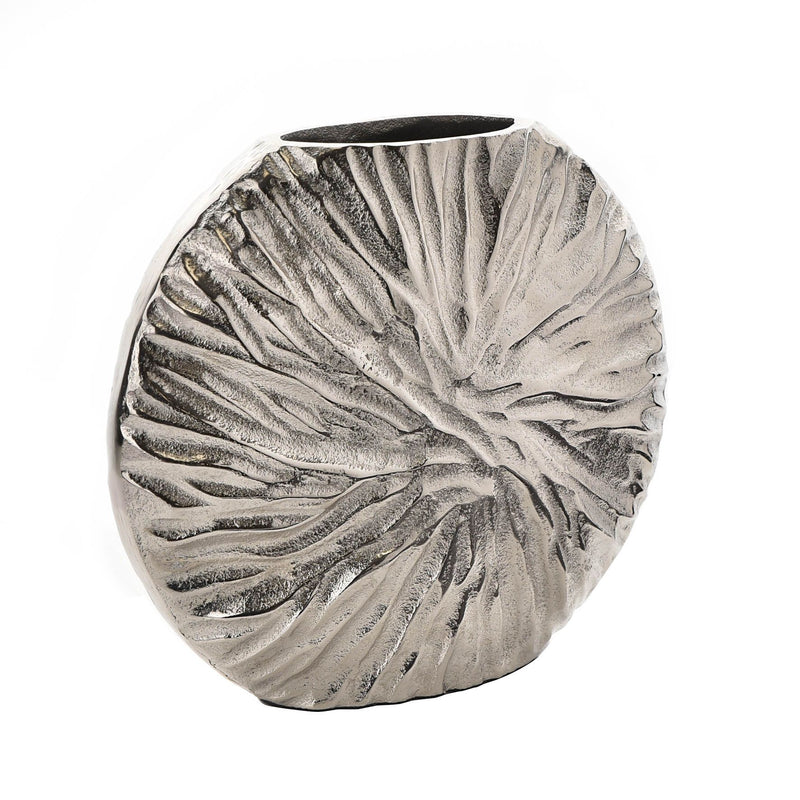 Hestia Silver Metal Textured Round Vase 21x24cm