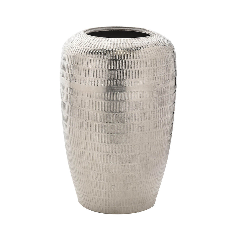 Hestia Silver Metal Tall Textured Vase 27x17cm