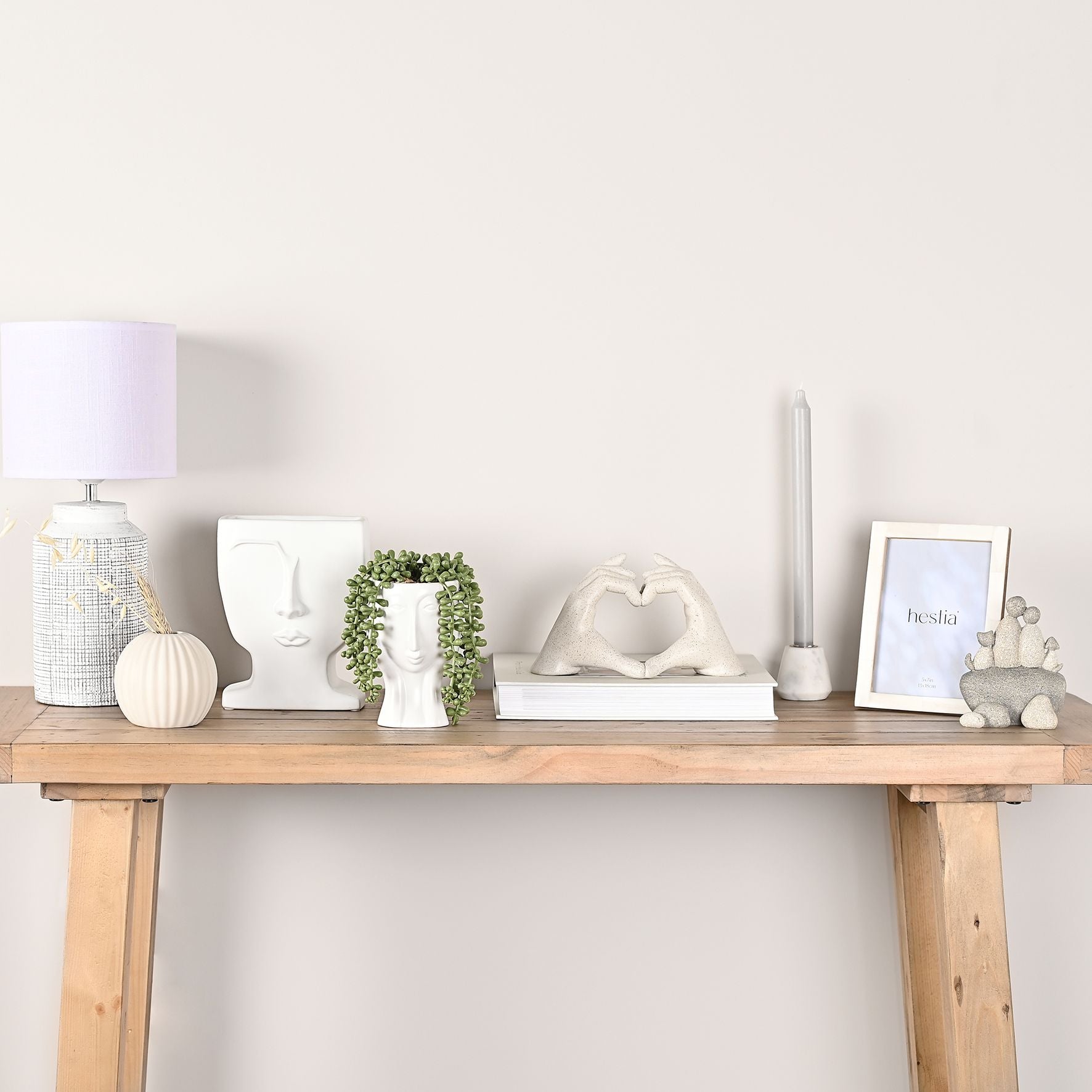 Hestia Textured White Table Lamp 41cm Tall