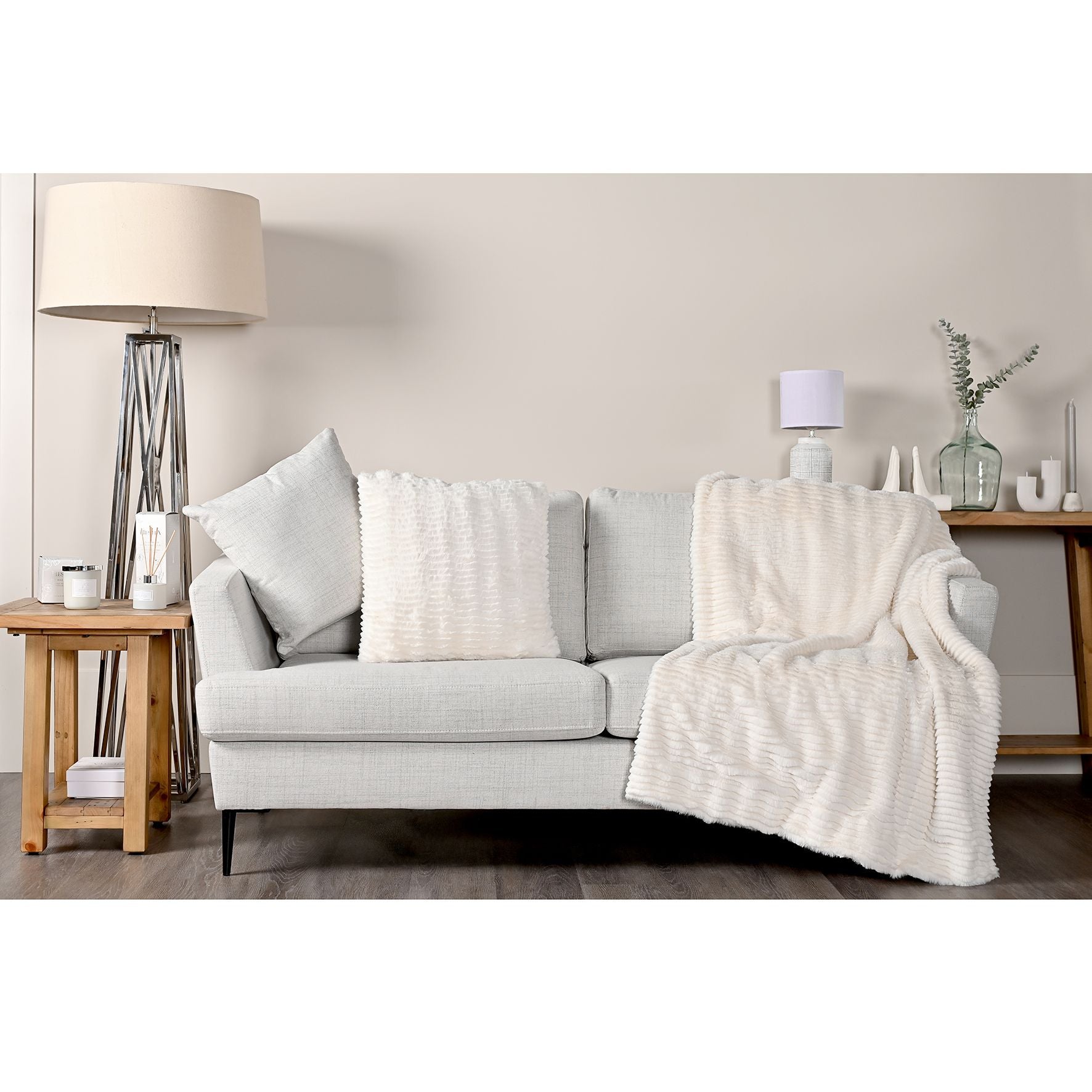 Hestia Textured White Table Lamp 41cm Tall