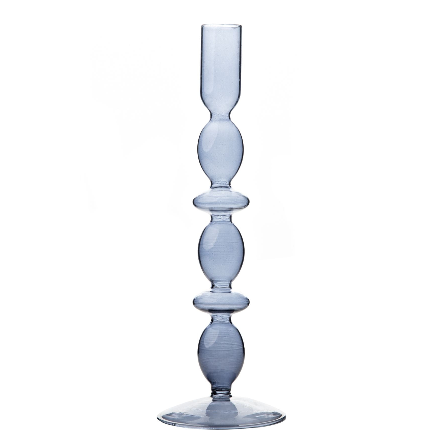 Hestia Glass Candle Holder Grey 26.5 x 9cm