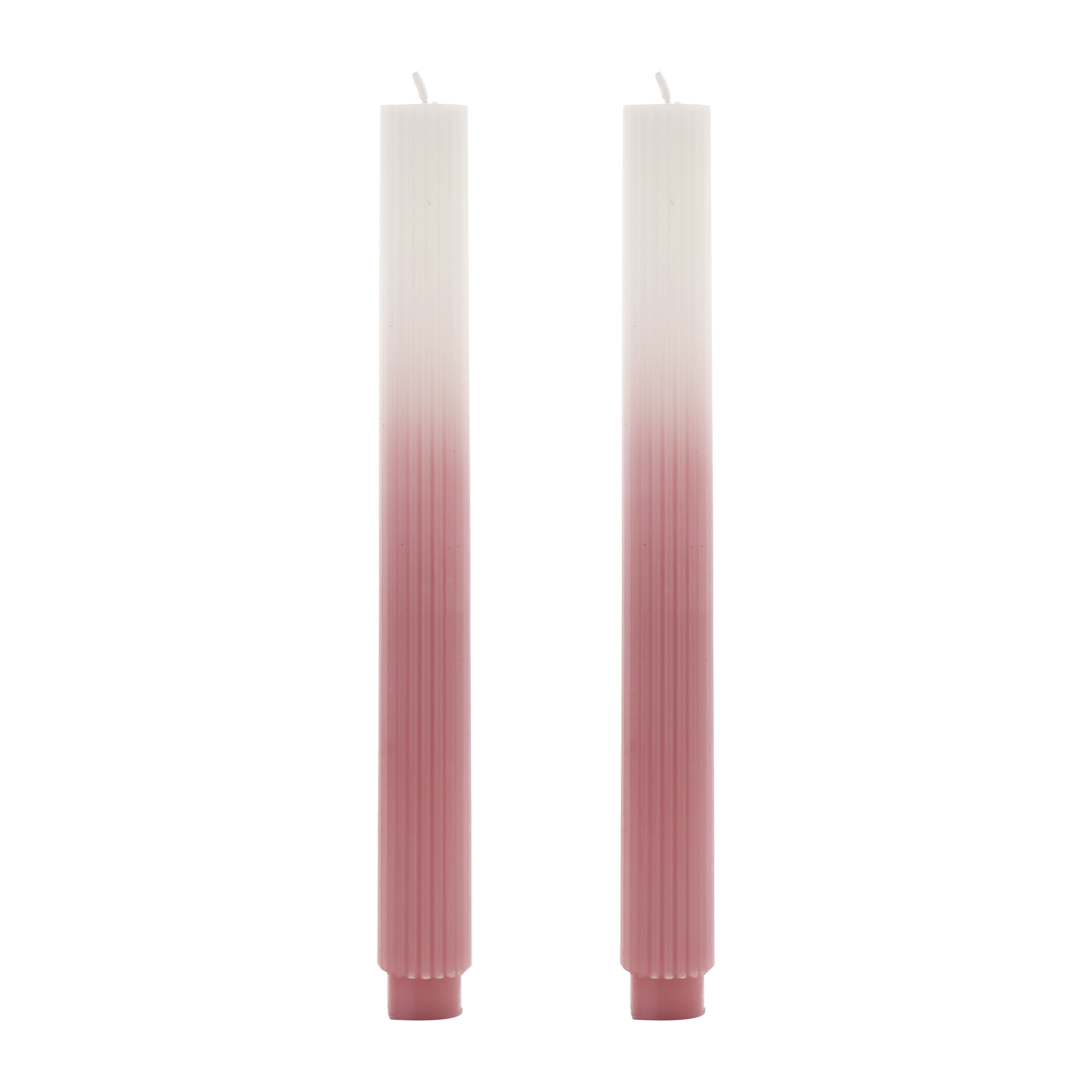 Hestia Set of 2 Ombre Dinner Candles - Pink/White