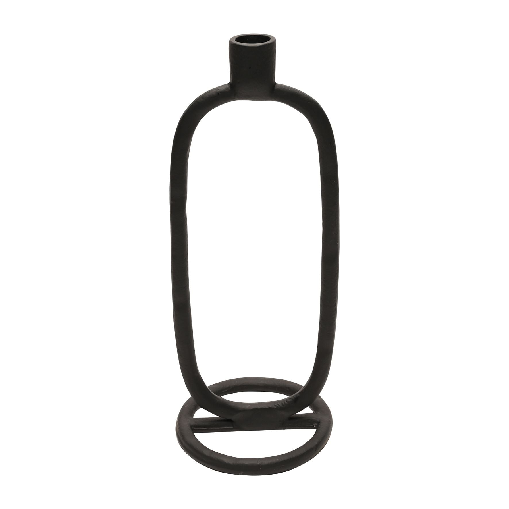 Hestia Oval Metal Candlestick Holder - Black