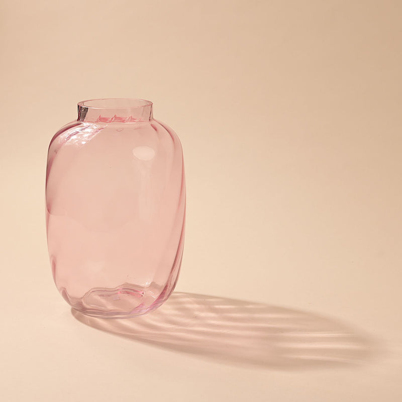 Hestia Handmade Coloured Glass Bottle Vase - Pink