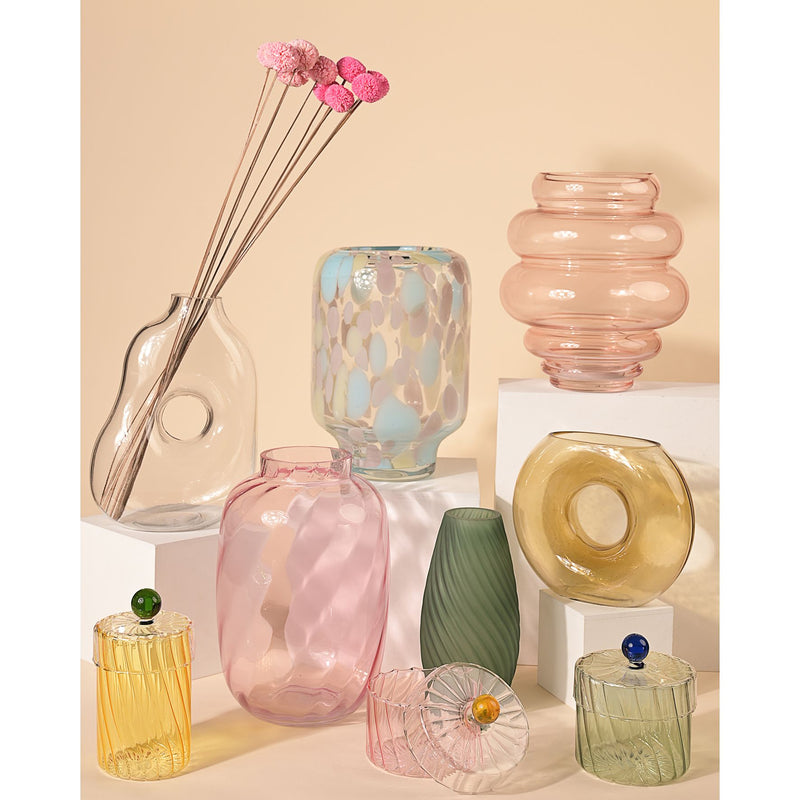 Hestia Handmade Coloured Glass Bottle Vase - Pink