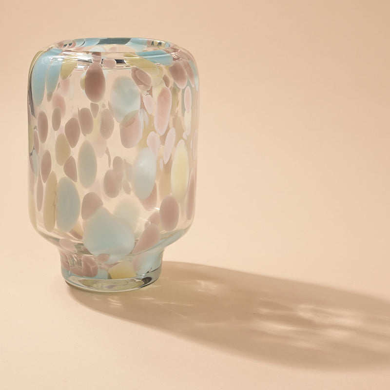 Hestia Handmade Coloured Glass Vase - Speckled Pink