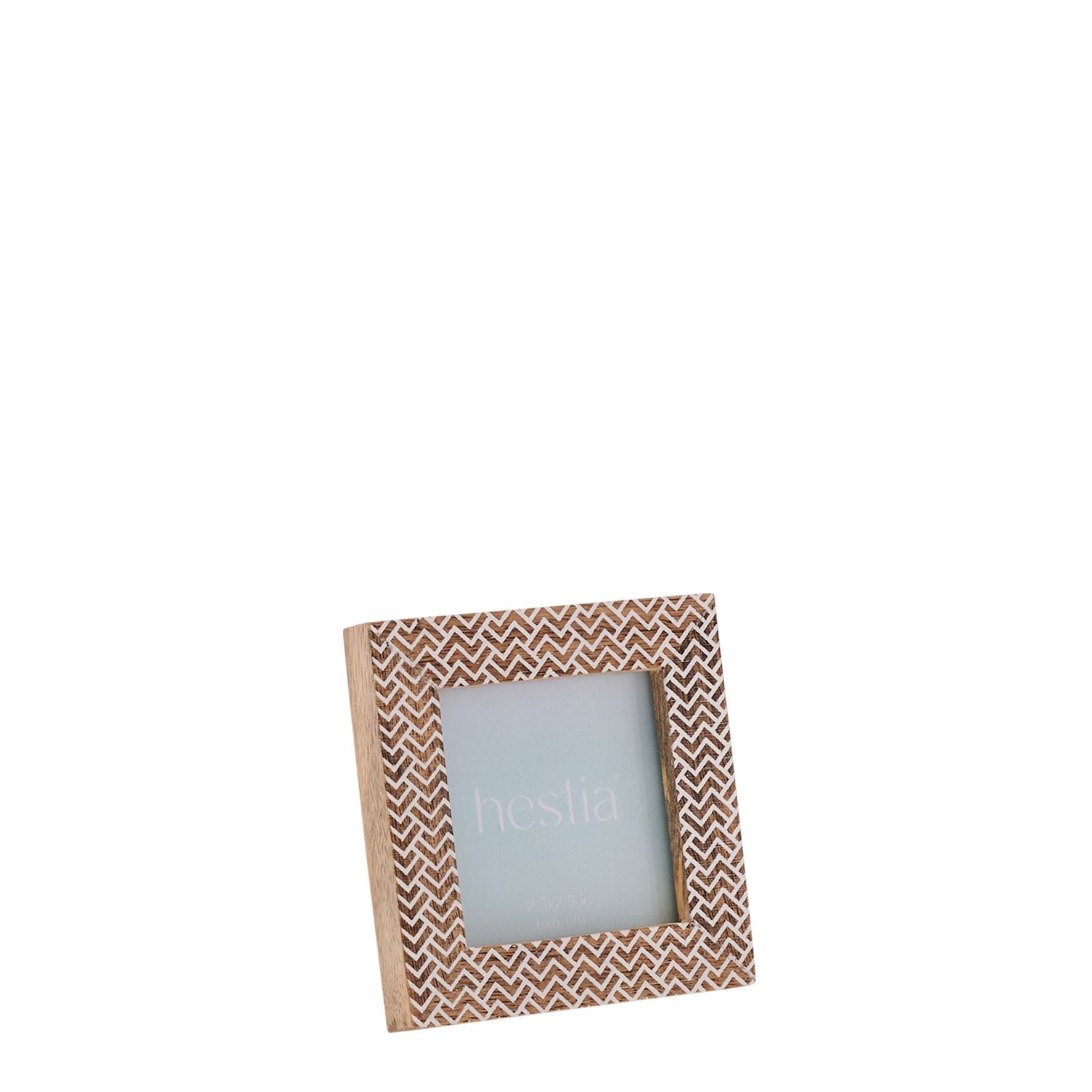 Hestia Chevron Stamped Carved Wood Photo Frame 2.5" x 2.5"