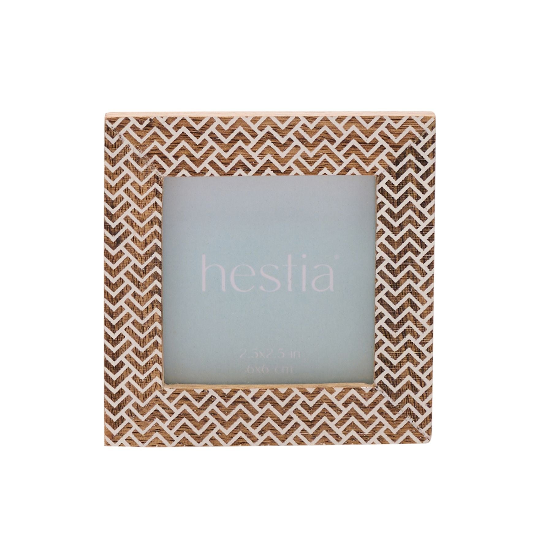 Hestia Chevron Stamped Carved Wood Photo Frame 2.5" x 2.5"