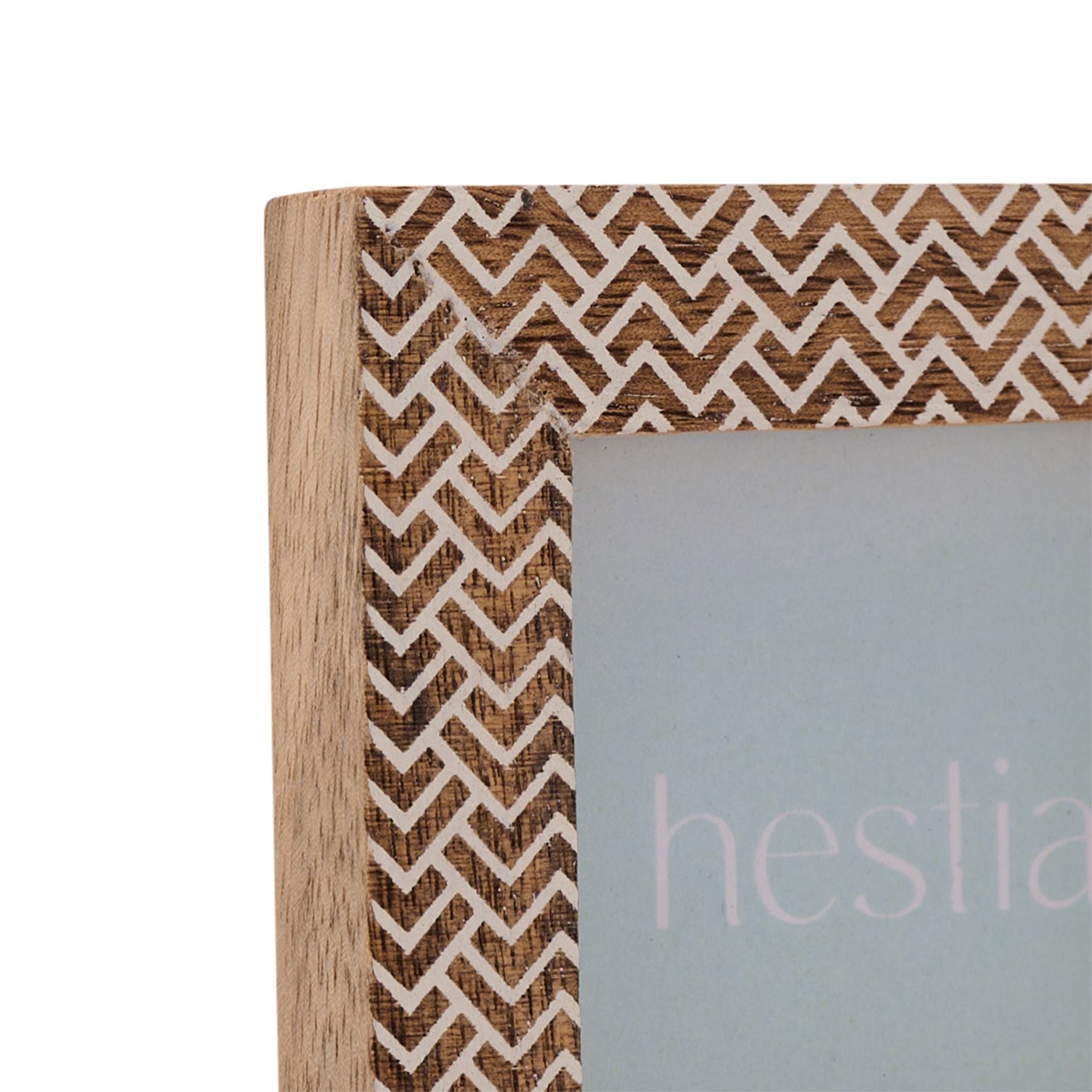Hestia Chevron Stamped Carved Wood Photo Frame 2.5" x 2.5"