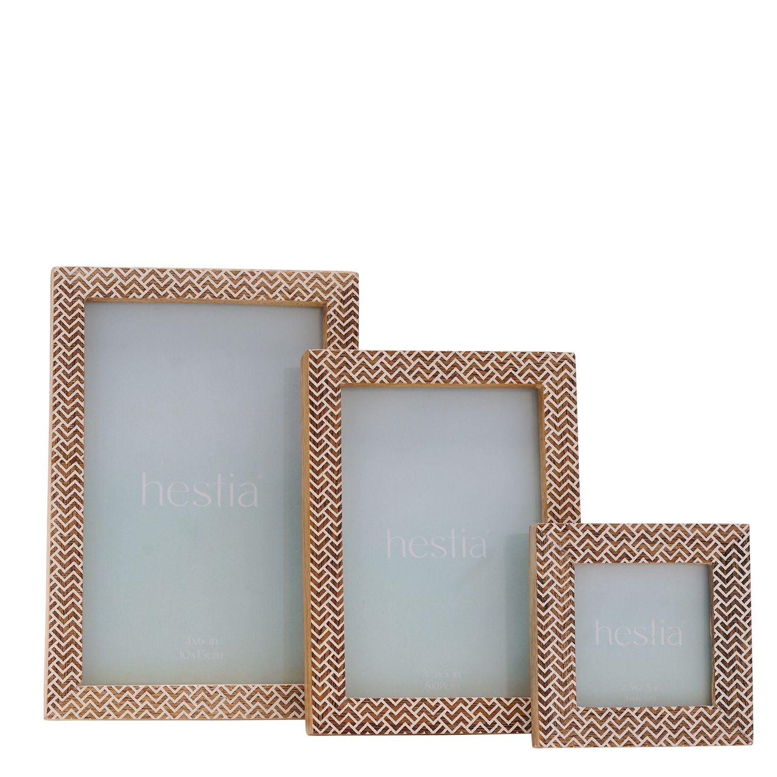 Hestia Chevron Stamped Carved Wood Photo Frame 4" x 6"