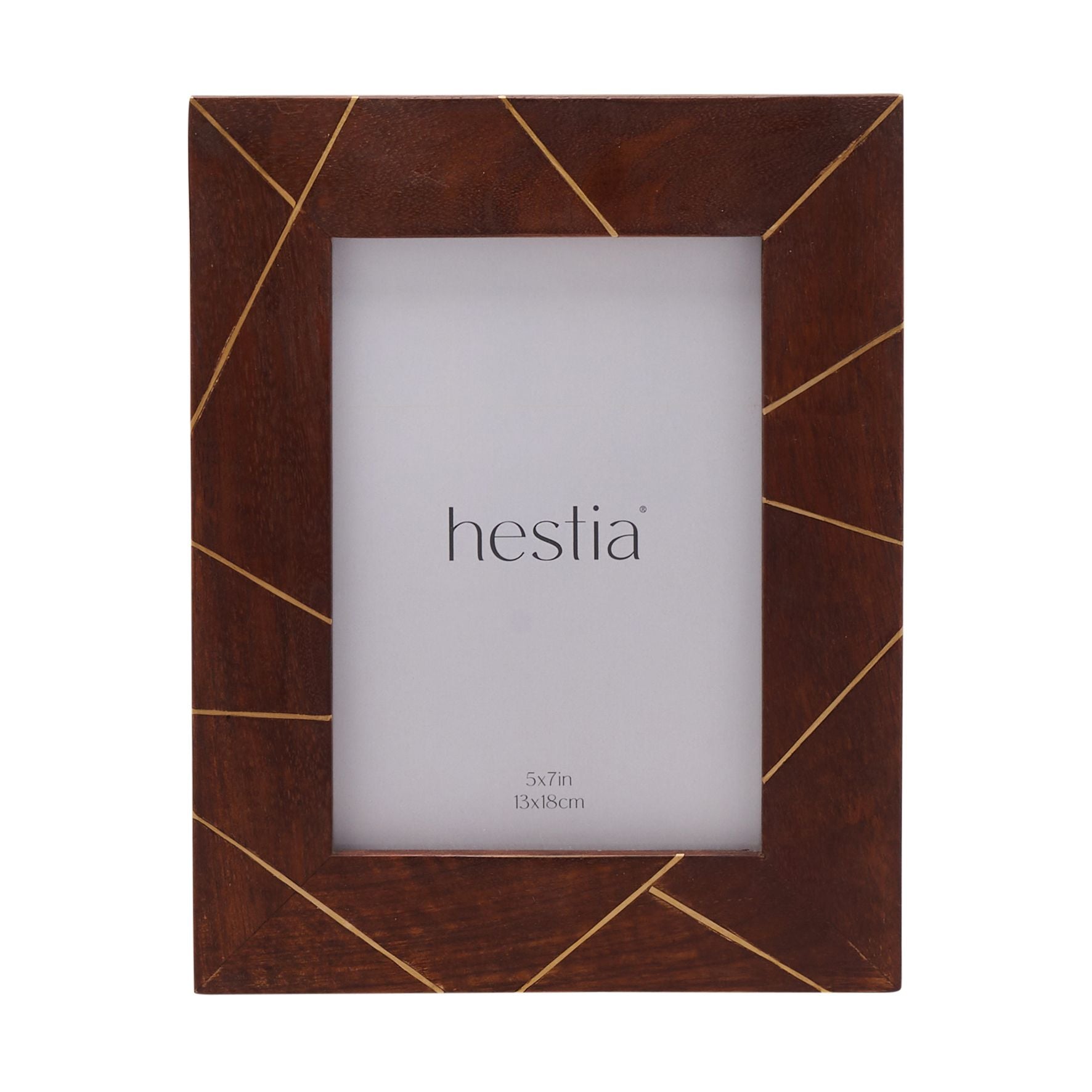 Hestia Dark Stained Wood with Brass Inlay Photo Frame 5" x 7"
