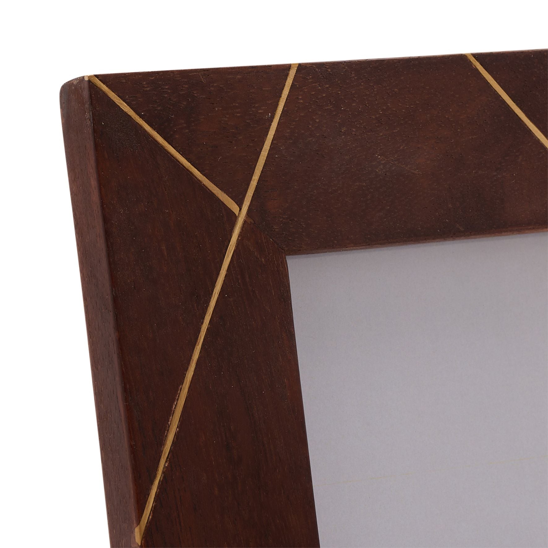 Hestia Dark Stained Wood with Brass Inlay Photo Frame 5" x 7"