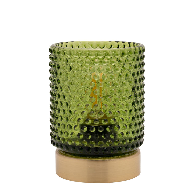 Green Glass Cup with LED Bulb Light