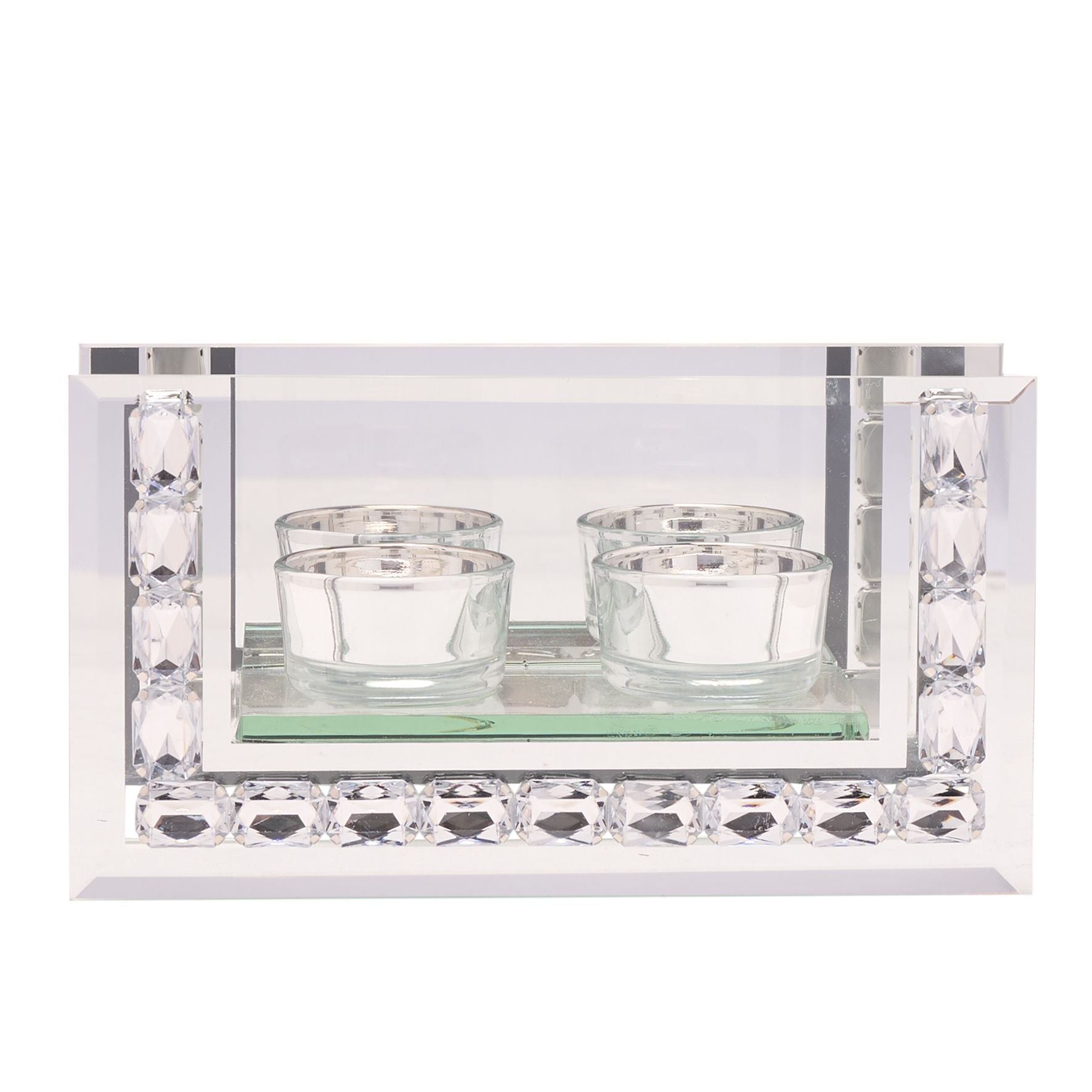 Hestia Crystal Rectangle Double Tealight Holder