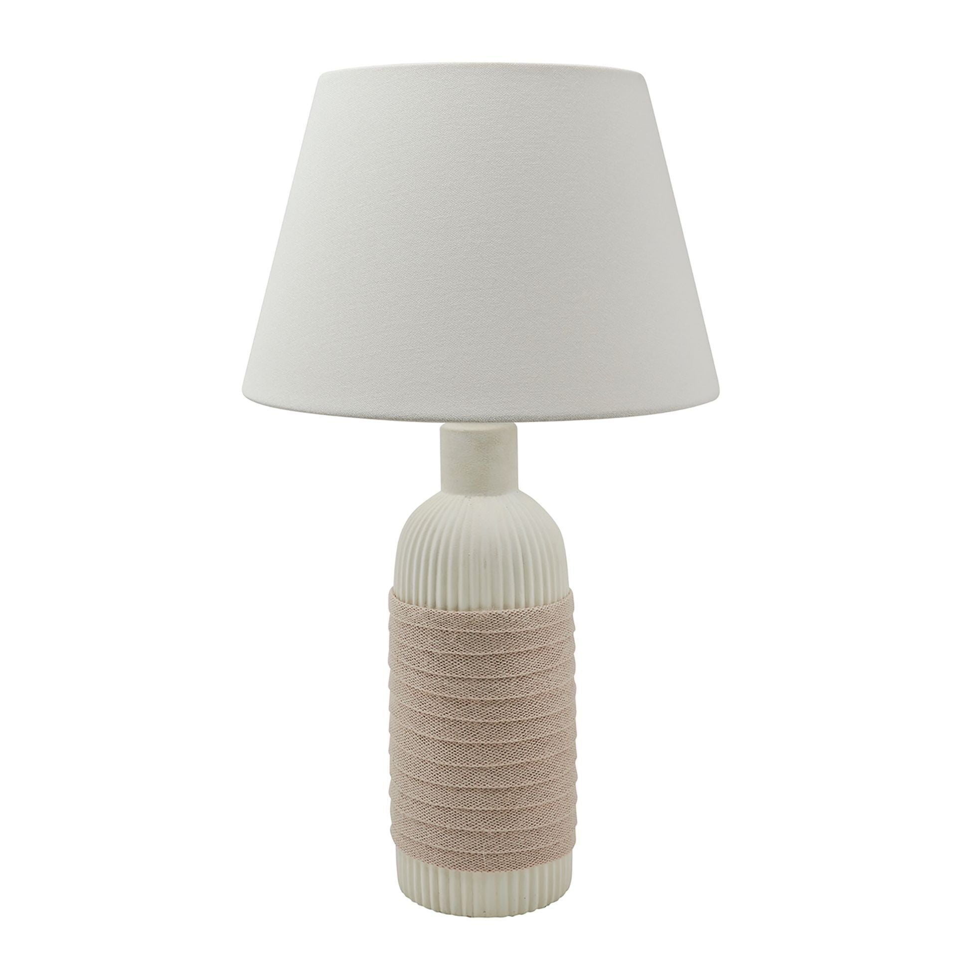 Hestia Slim Burlap Cream Ceramic Table Lamp