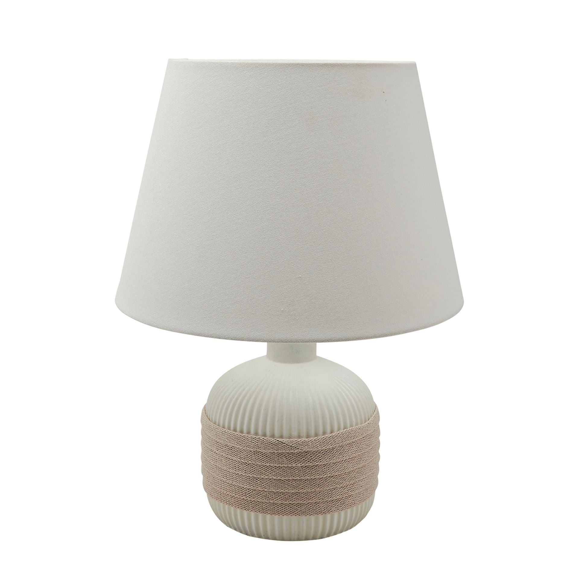 Hestia Round Burlap Cream Ceramic Table Lamp