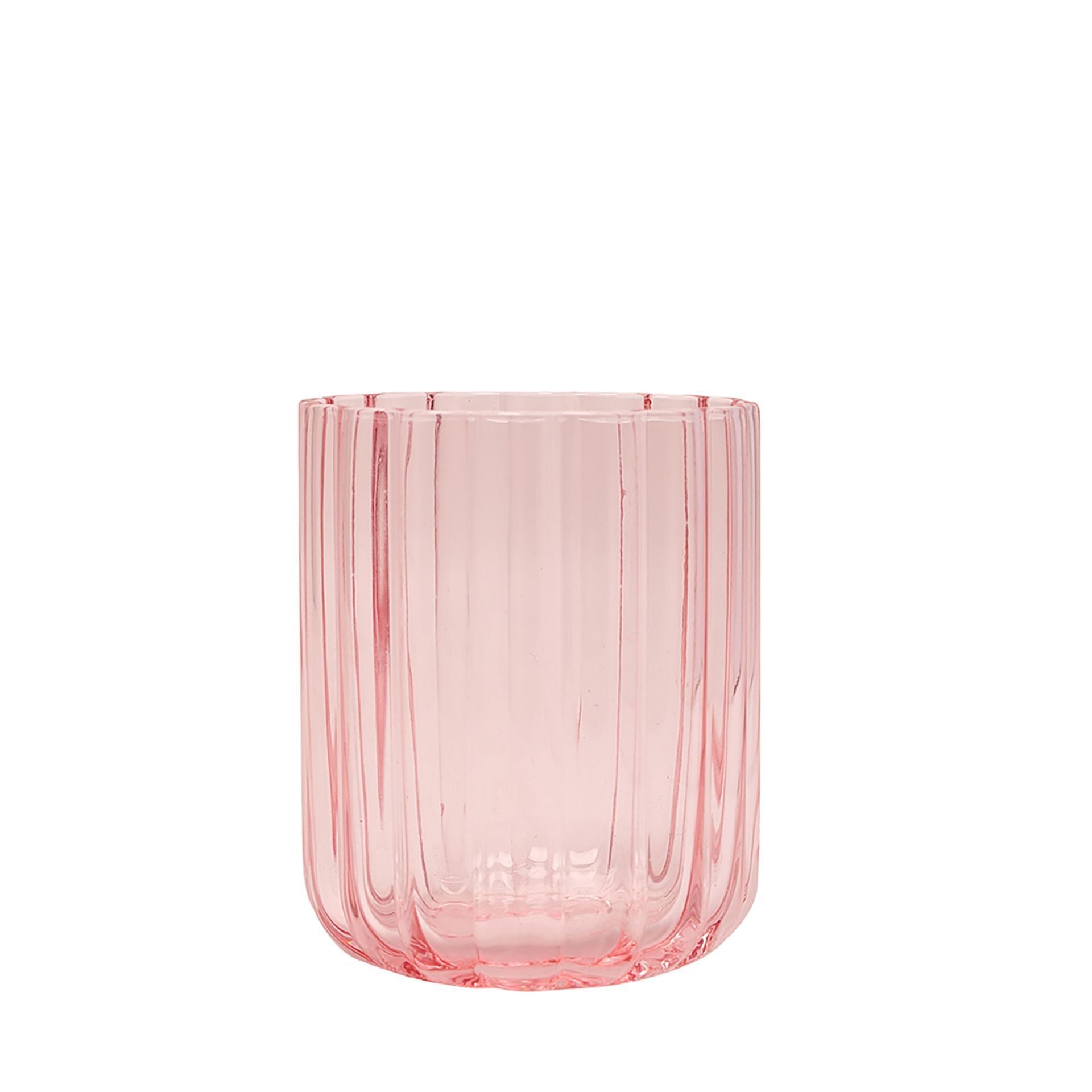 Set Of 2 Hestia Bright Pink Scalloped Glass Tumblers - Small