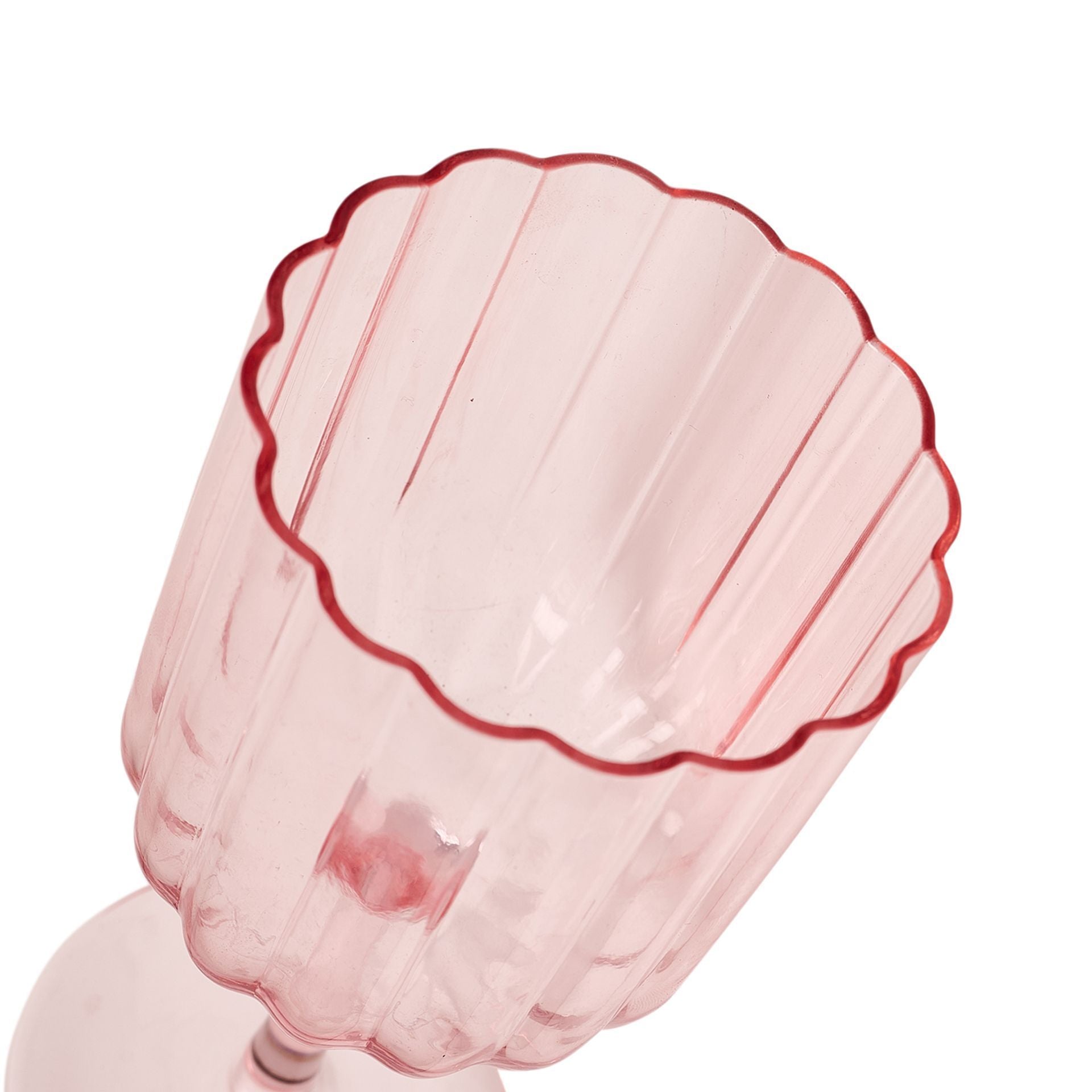 Set Of 2 Hestia Bright Pink Scalloped Wine Glass
