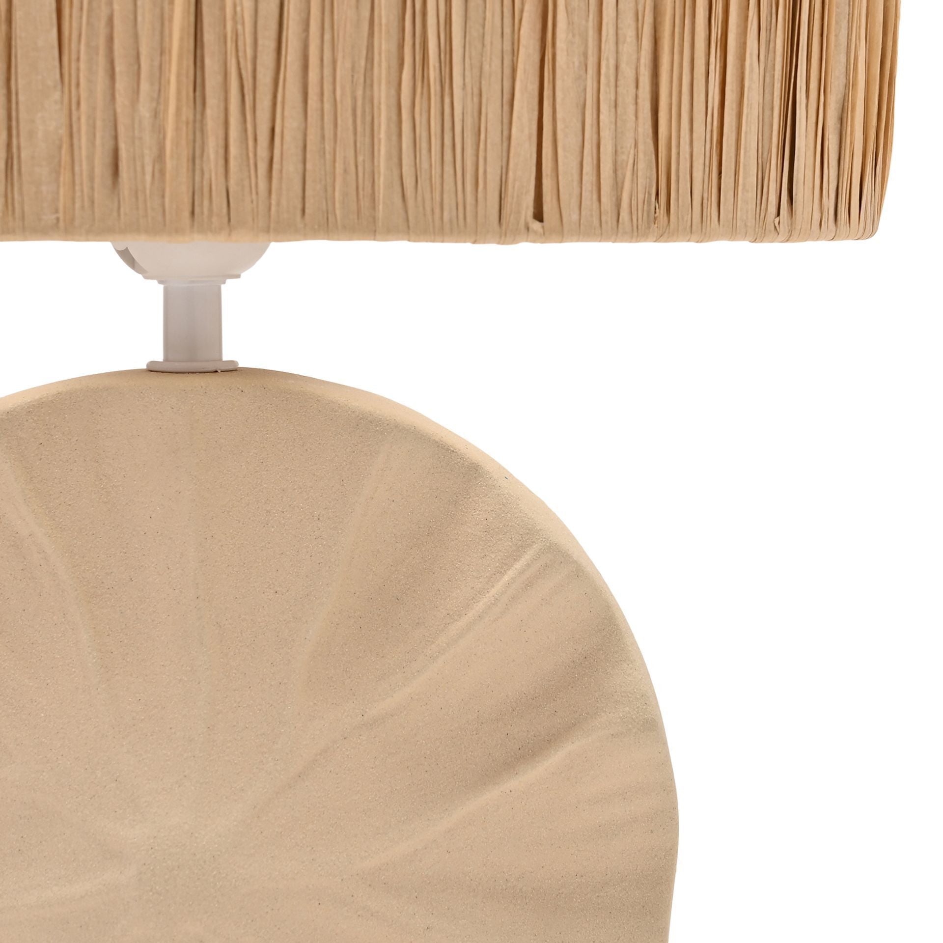 Hestia Beige Ceramic Lamp with Raffia Shade - 42cm