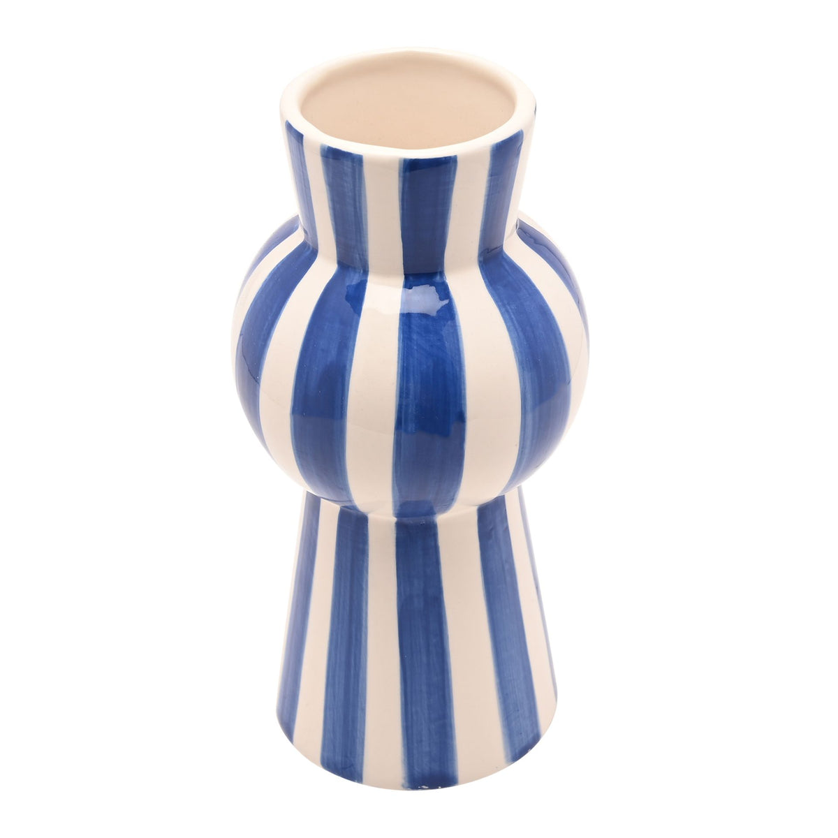 Hestia Blue & White Striped Tall Vase