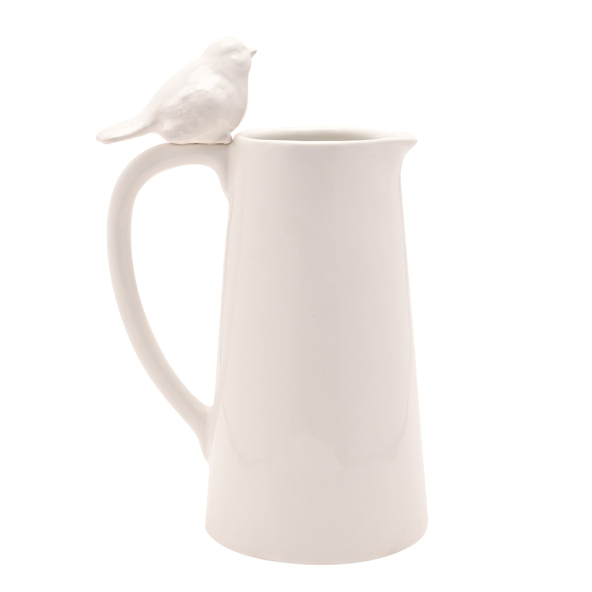 Hestia Tall White Floral Bird Jug