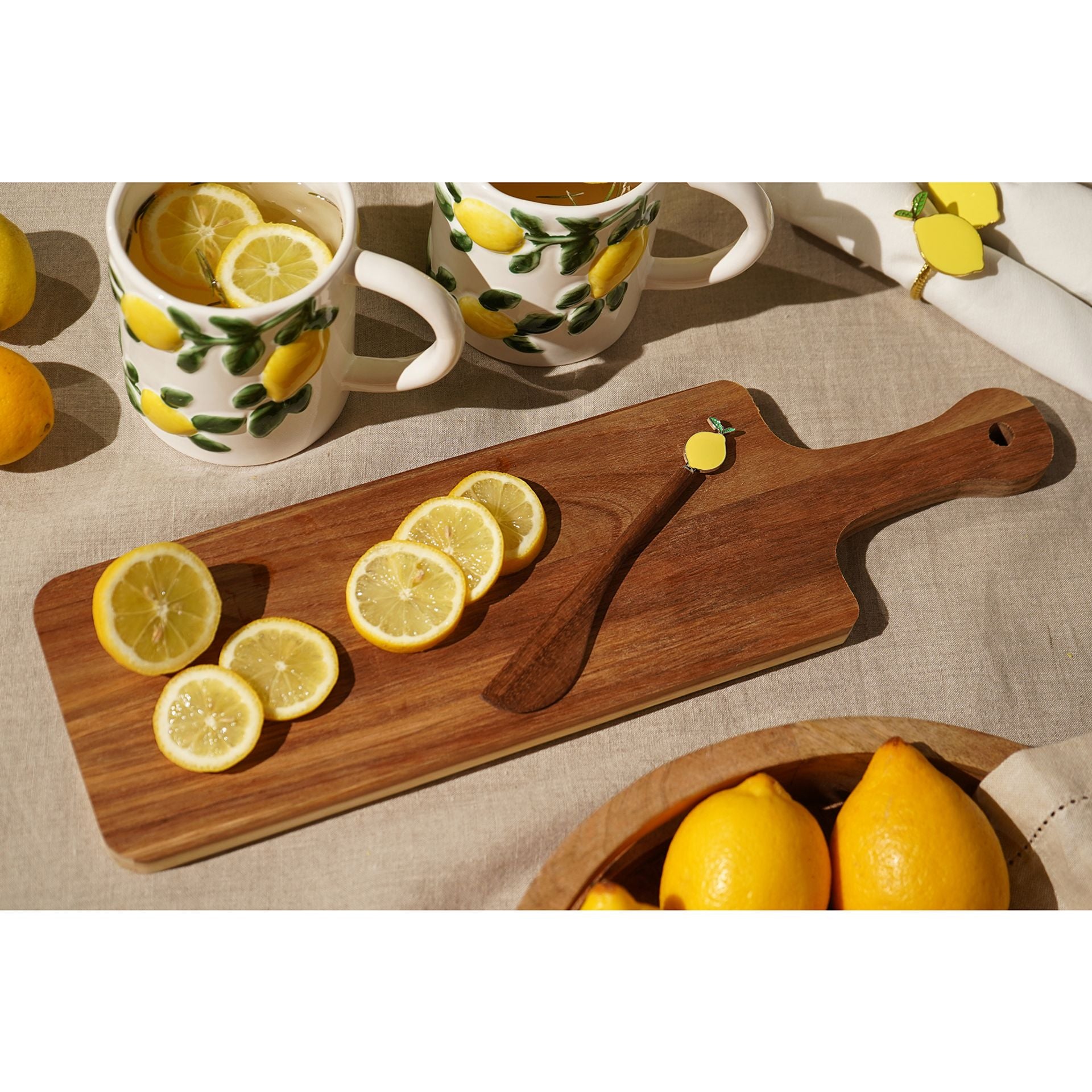 Hestia Oblong Serving Board with Handle & Lemon Spreader