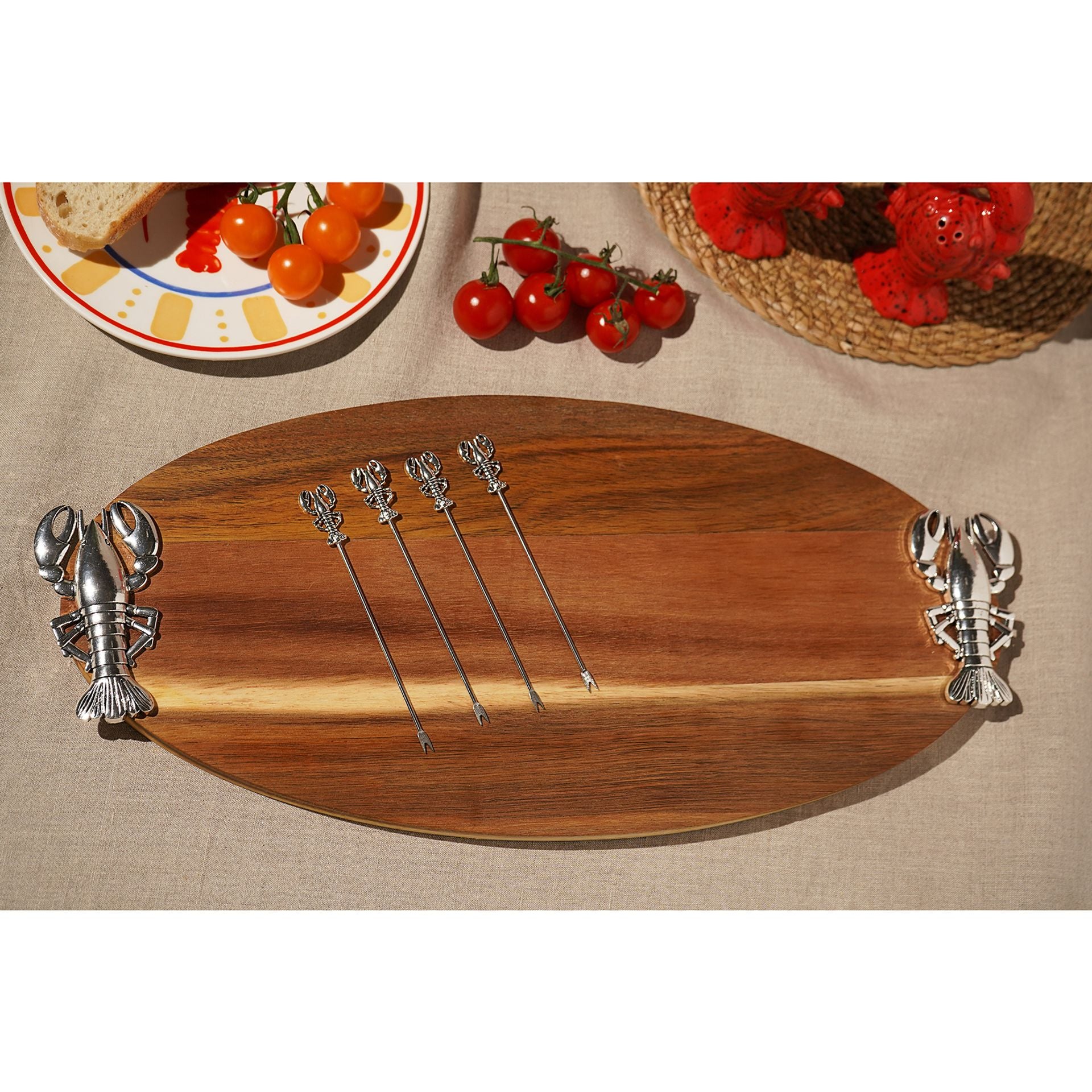Hestia Lobster Oval Serving Board with 4 Picks