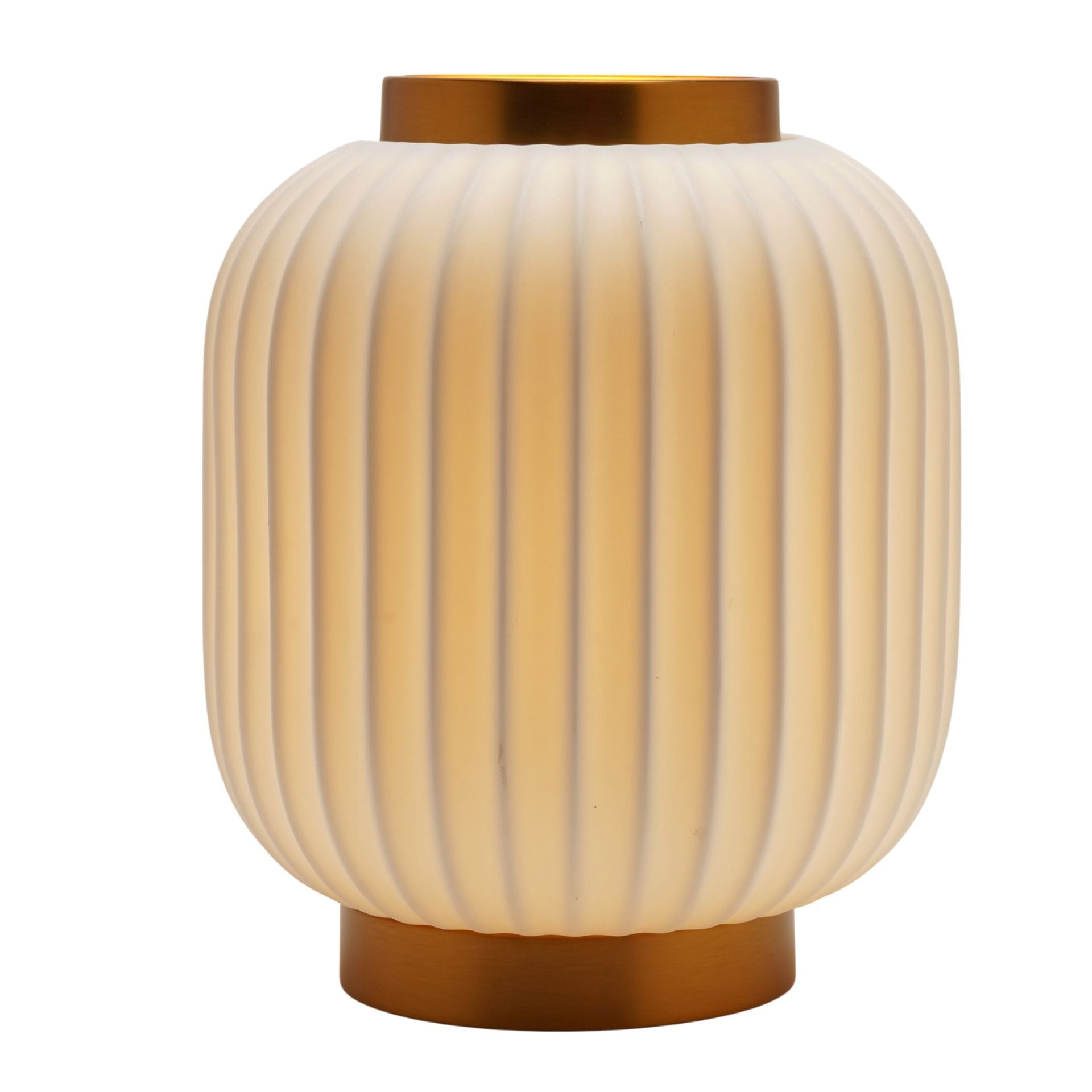 Hestia Ribbed Lantern Style Porcelain Lamp - Small