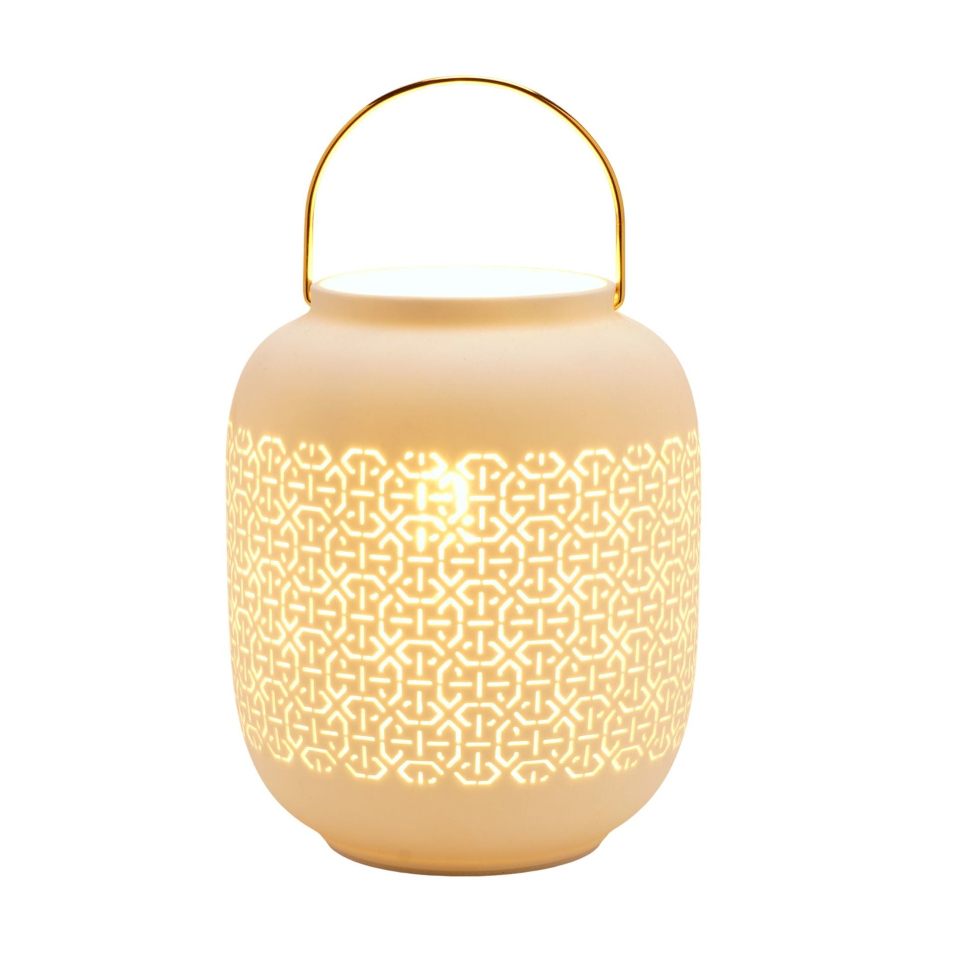 Hestia Abstract Pattern Handle Porcelain Lantern Lamp