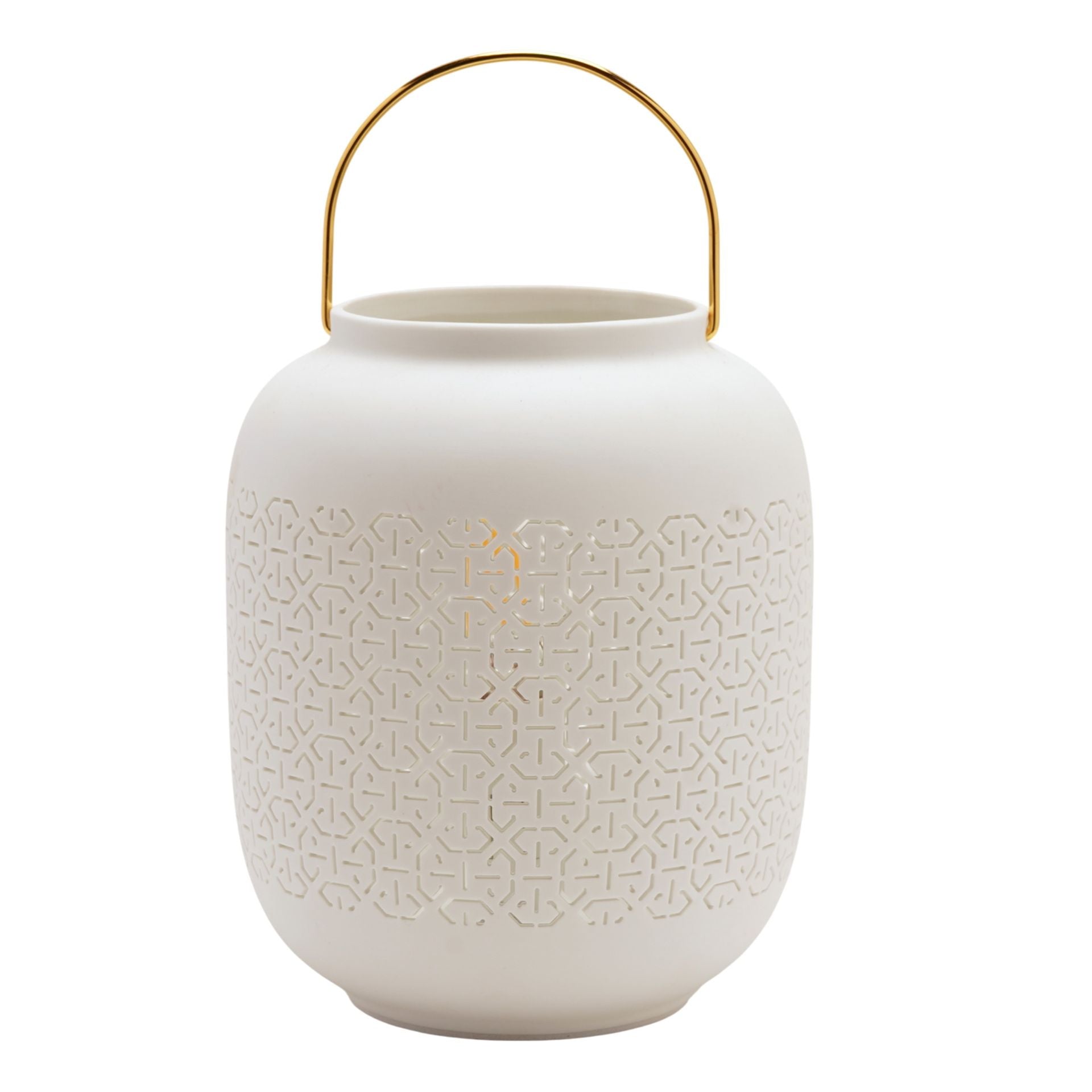 Hestia Abstract Pattern Handle Porcelain Lantern Lamp