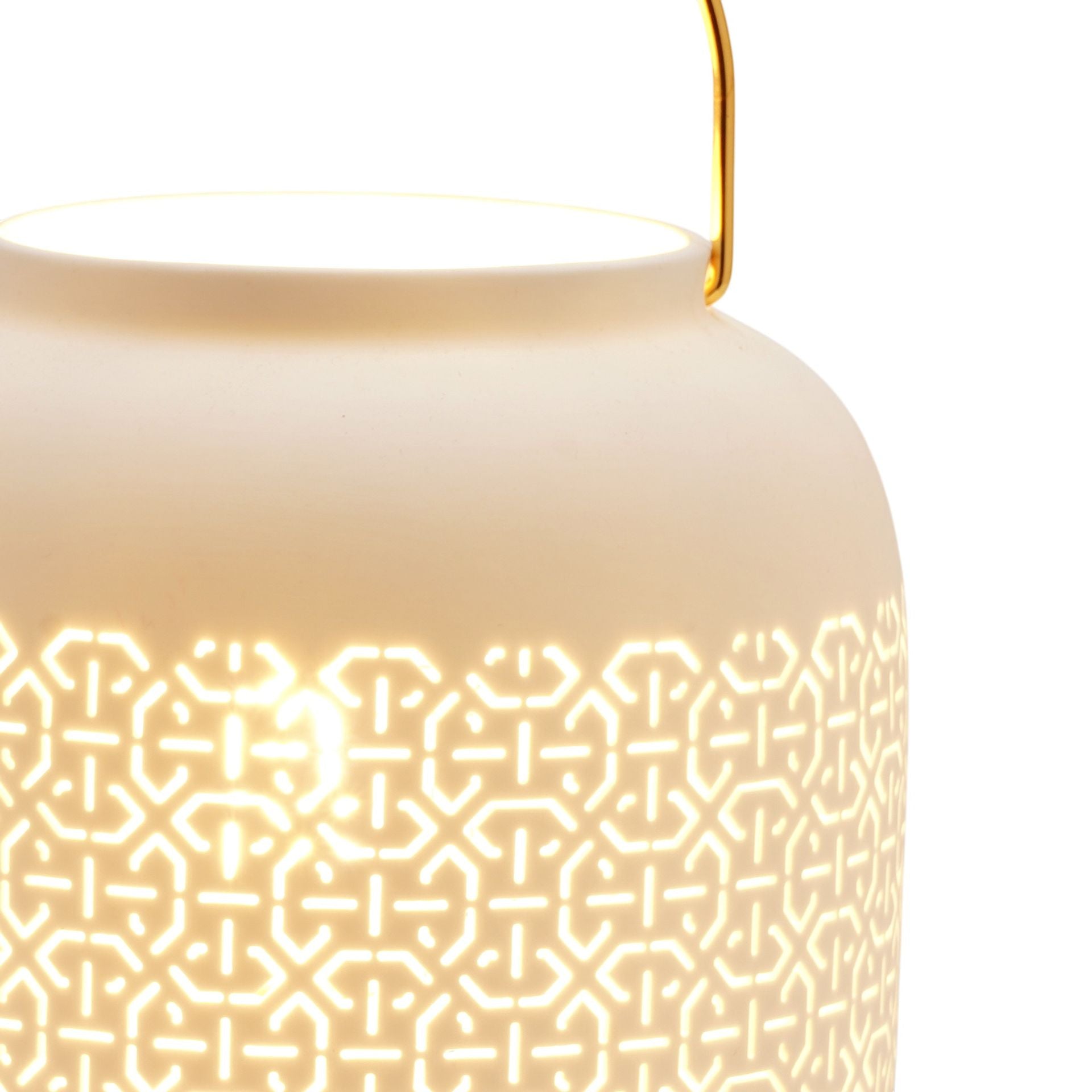 Hestia Abstract Pattern Handle Porcelain Lantern Lamp