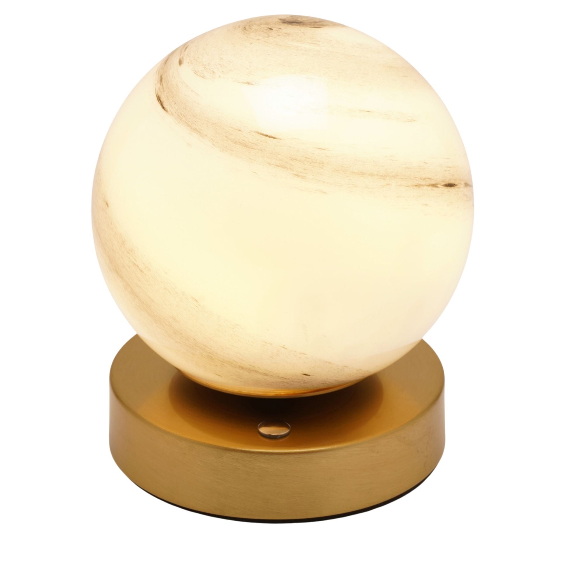 Hestia Marbled Glass Bronze Ball USB LED Touch Table Lamp