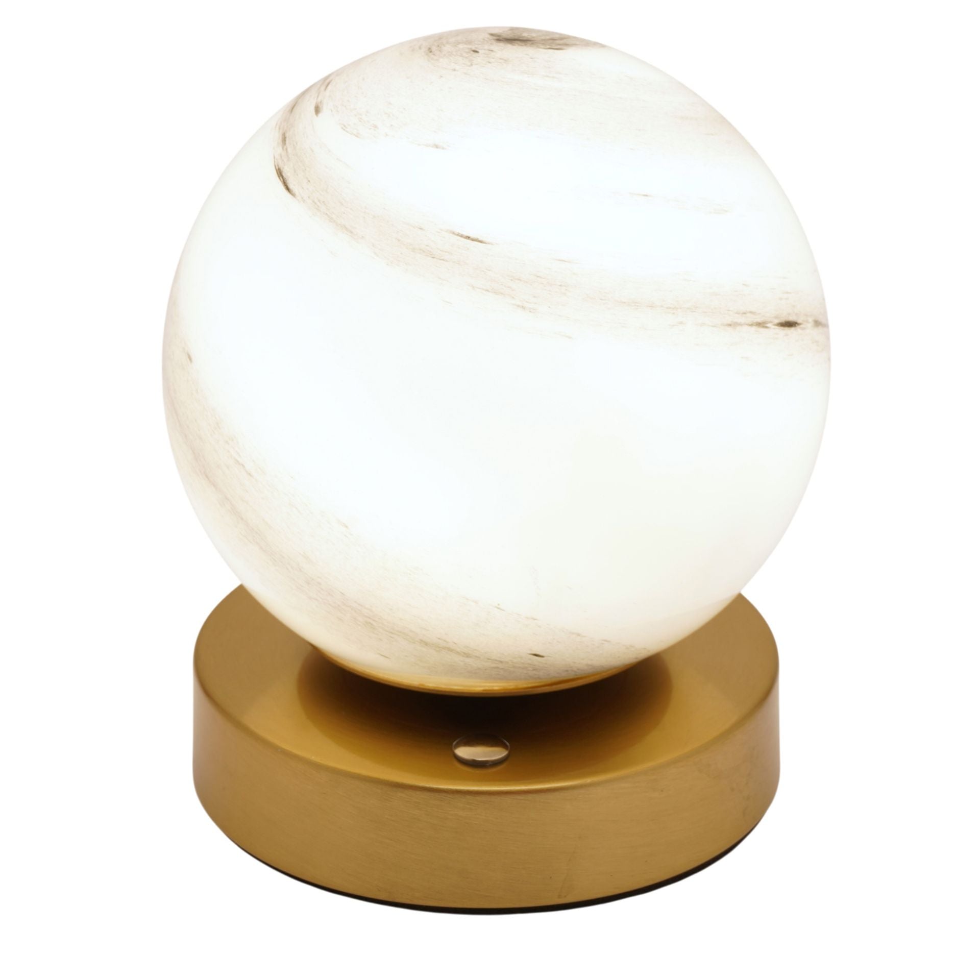 Hestia Marbled Glass Bronze Ball USB LED Touch Table Lamp