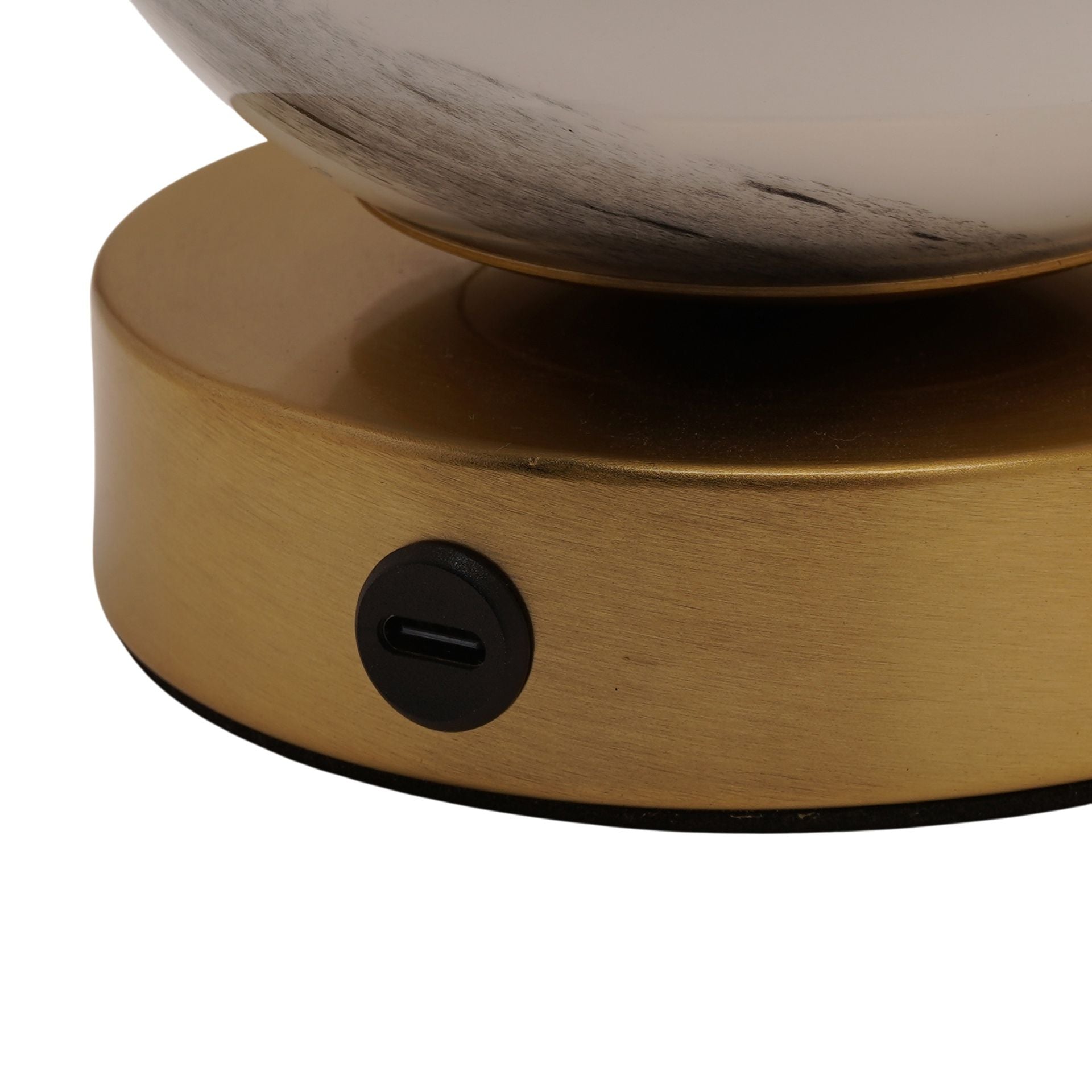 Hestia Marbled Glass Bronze Ball USB LED Touch Table Lamp