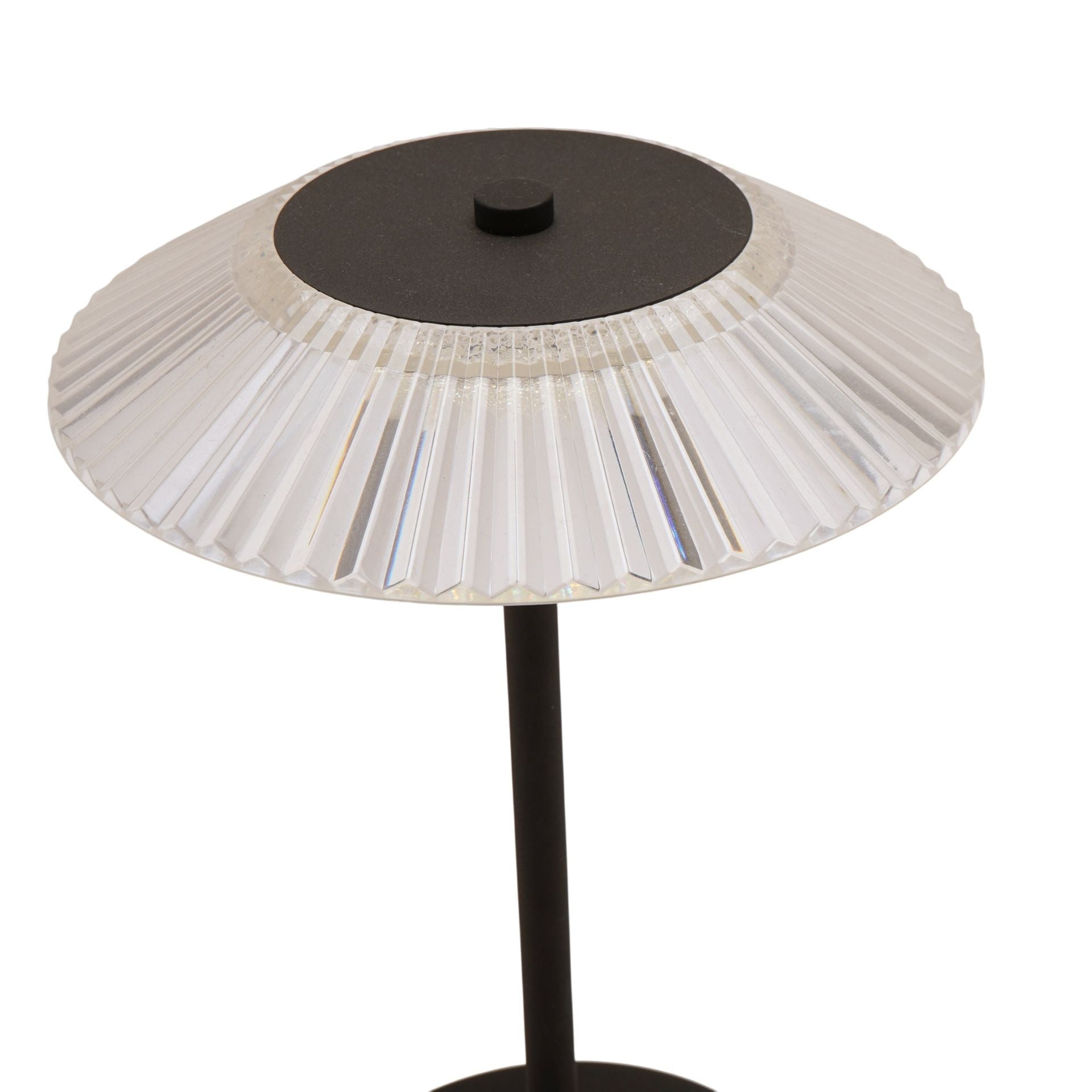 Hestia Black Ribbed Glass USB LED Touch Table Lamp